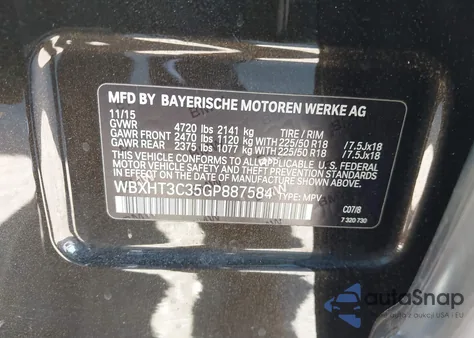 2016 BMW X1 xDrive28I z USA, uszkodzony, nr VIN WBXHT3C35GP887584